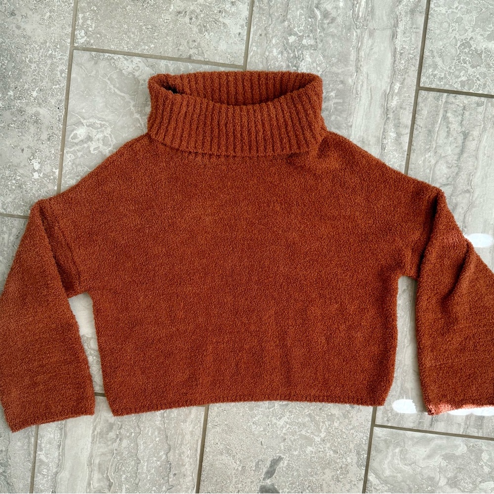 Cozy Cropped Rust Sweater